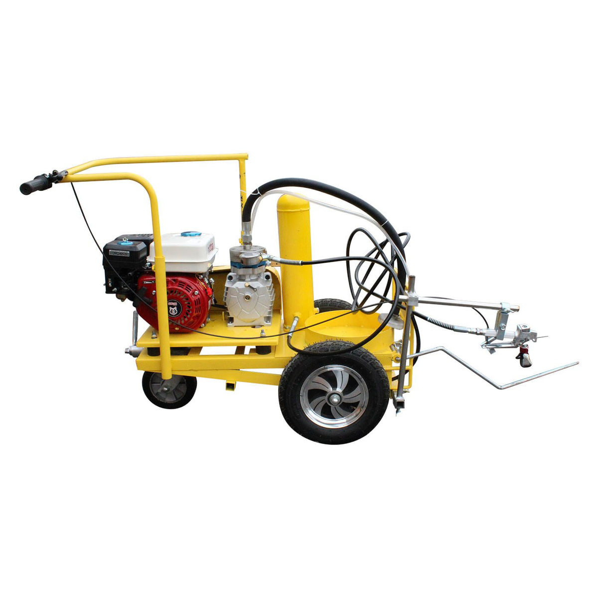 Máquina pinta rayas TDK HOPPER-F1 con motor Husky 6.5 HP, vista lateral.