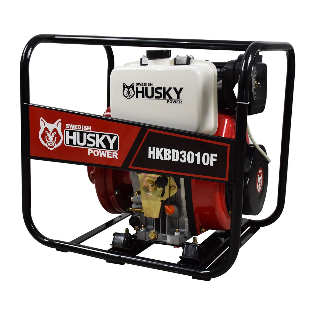 Motobomba diésel Husky Power HKBD3010F de 3 x 3 pulgadas y 10 HP, vista principal.