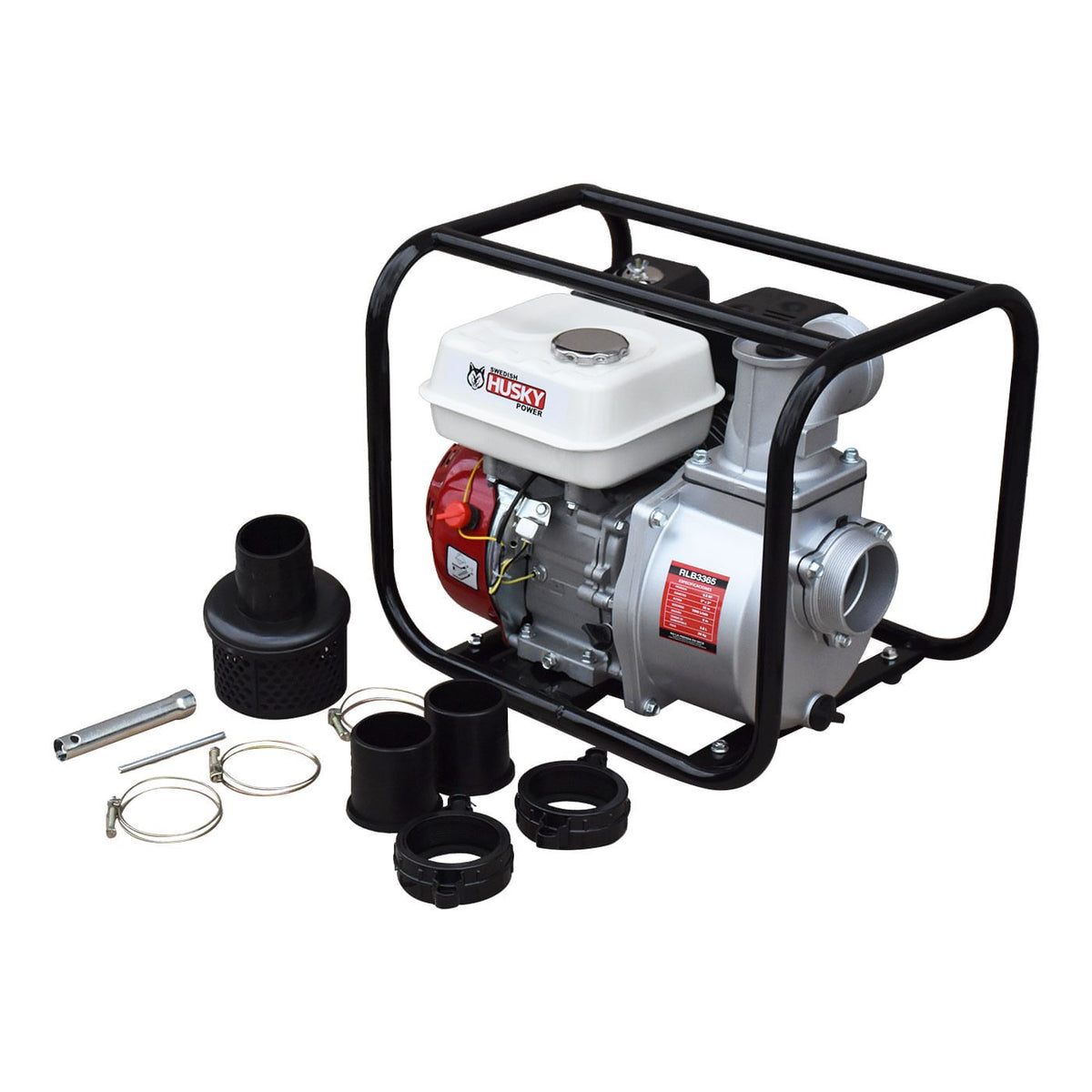Motobomba Husky Power RLB3365 de 3 x 3 pulgadas y 6.5 HP, kit completo.