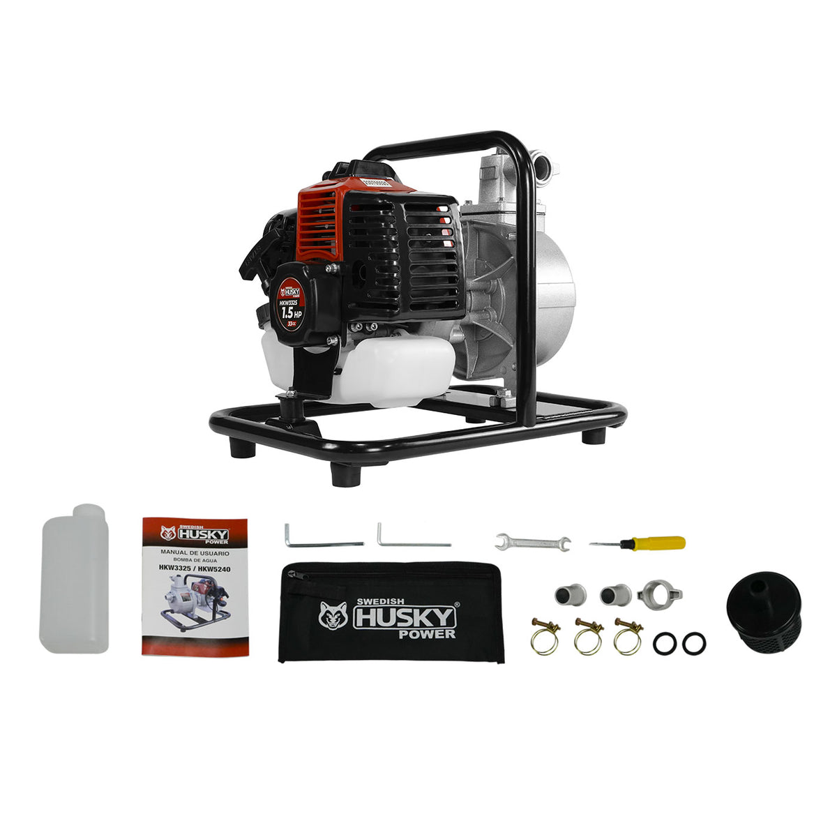 Motobomba Husky Power HKW3325 de 1 pulgada y 33 cc, kit completo.