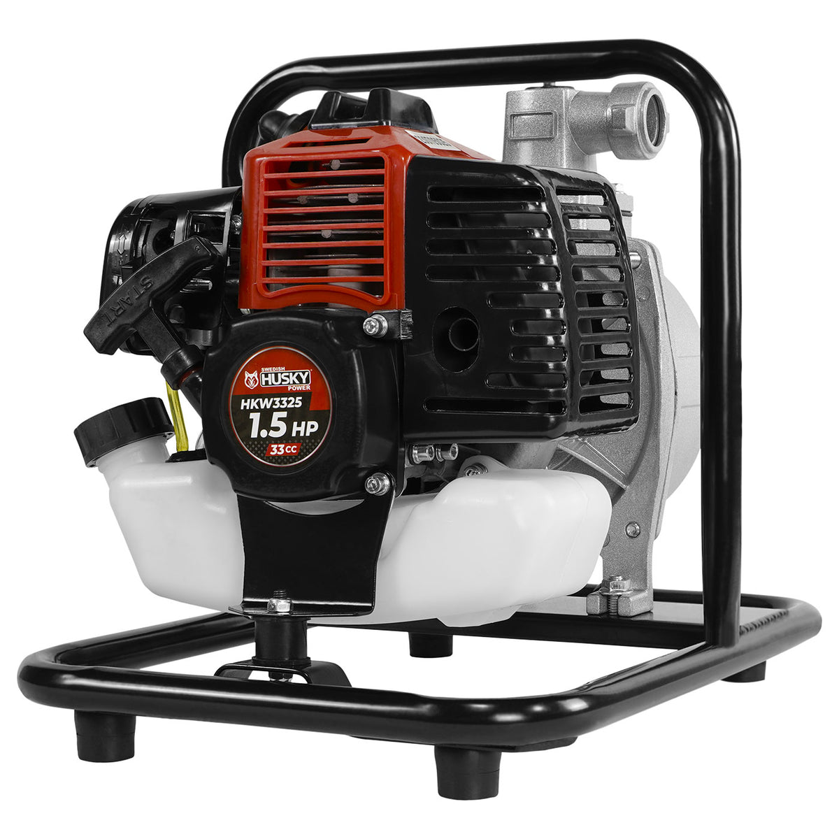 Motobomba Husky Power HKW3325 de 1 pulgada y 33 cc, vista lateral.