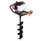 Motoperforadora Husky Power TOPO554 52 cc con barrenas, vista frontal.