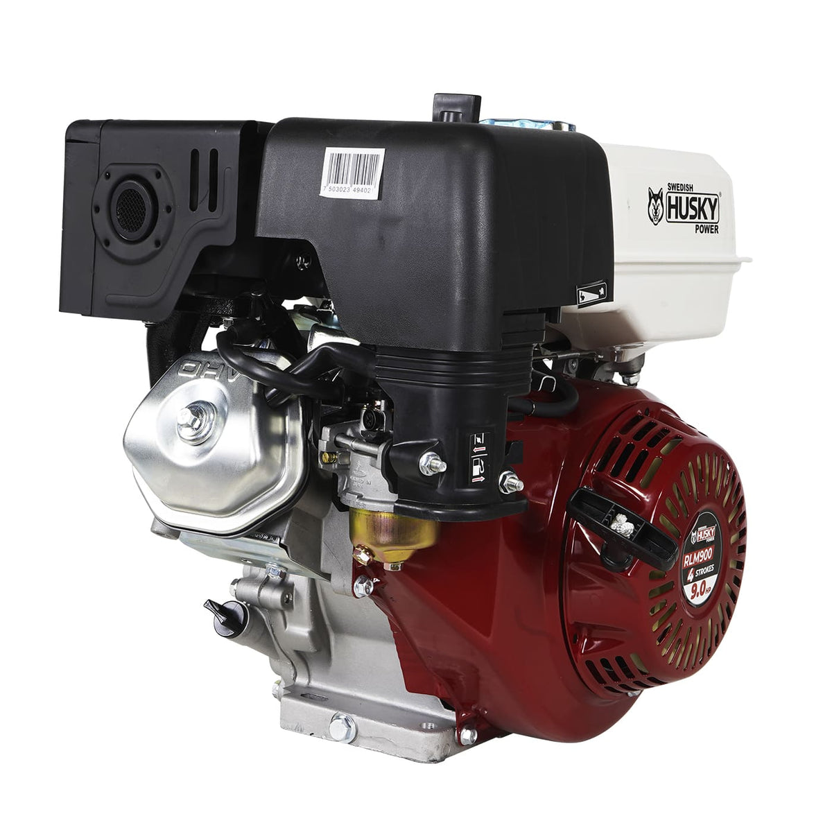 Motor a gasolina Husky Power RLM900 de 9 HP, vista lateral opuesta.
