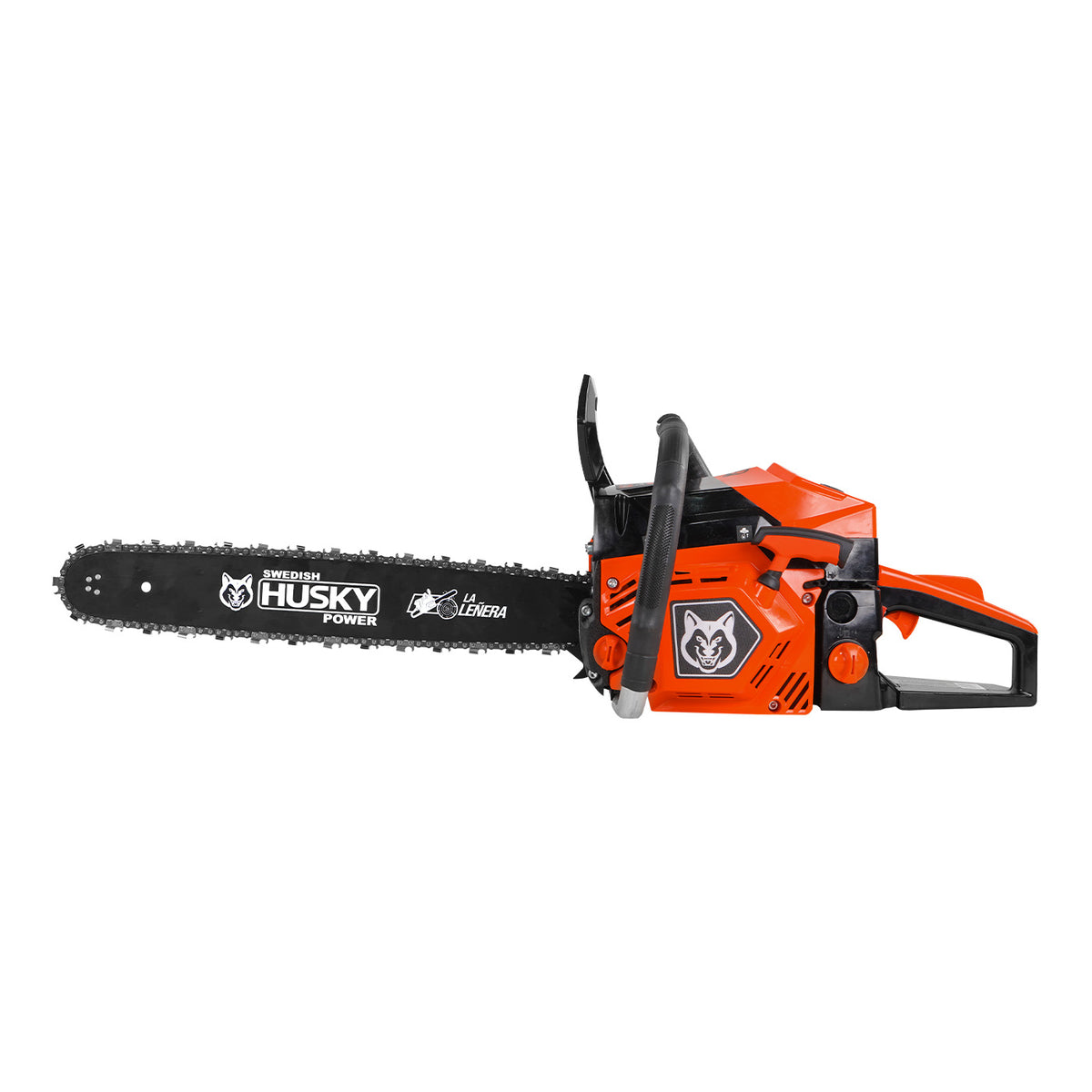 Motosierra Husky Power HKM5220 de 52 cc con barra de 20 pulgadas, vista principal.