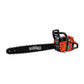 Motosierra Husky Power HKM5822 de 58 cc con barra de 22 pulgadas, vista lateral.