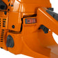 Motosierra Husky Power SH36524 de 61.5 cc con barra de 24 pulgadas, detalle de interruptor.