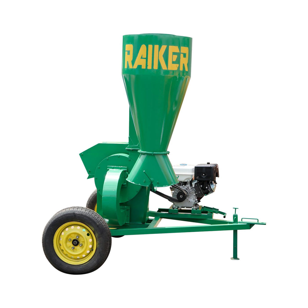 Picadora encostaladora ciclón Rayken RKPDC30R-HSK16 con motor Husky de 16 HP, vista lateral.