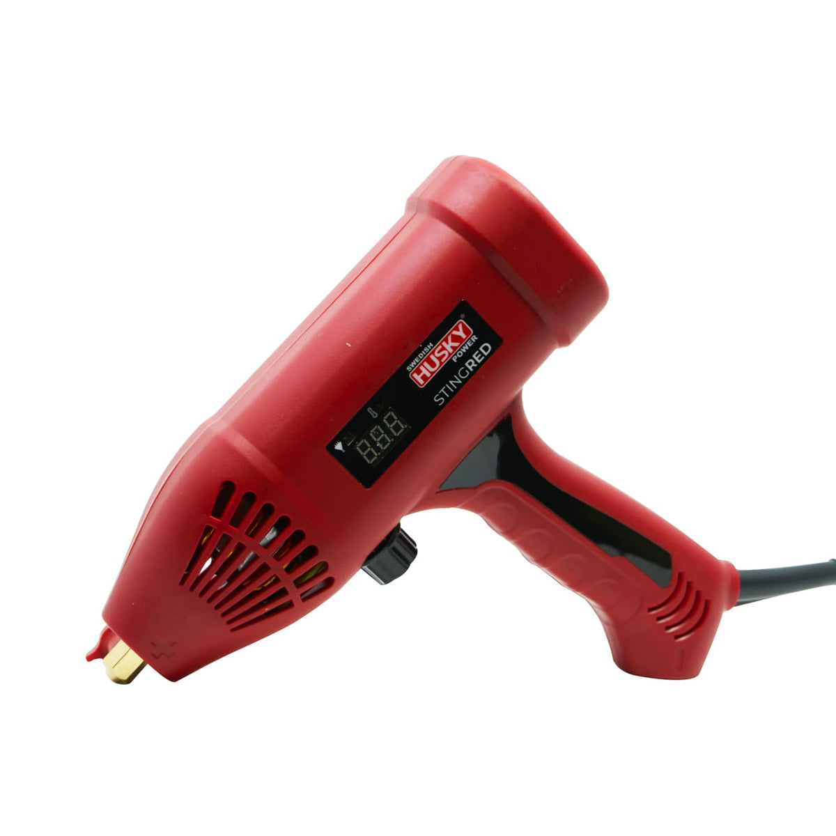 Pistola soldadora Swedish Husky Power STINGRED 110 V 120 A, vista en tres cuartos.