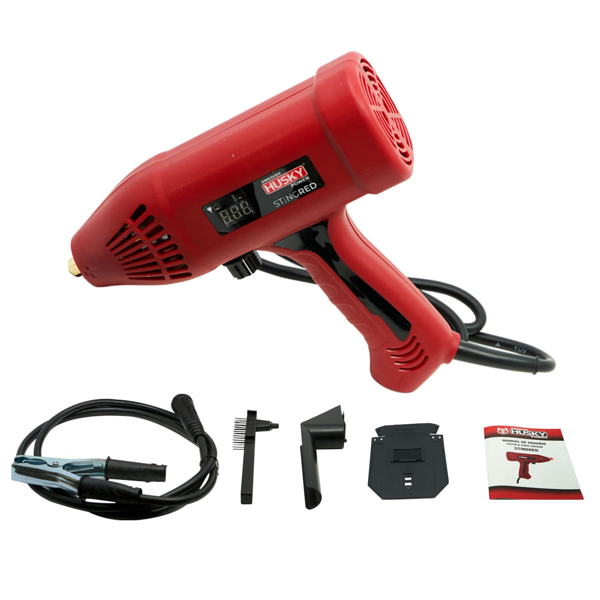 Pistola soldadora Swedish Husky Power STINGRED 110 V 120 A, accesorios incluidos.