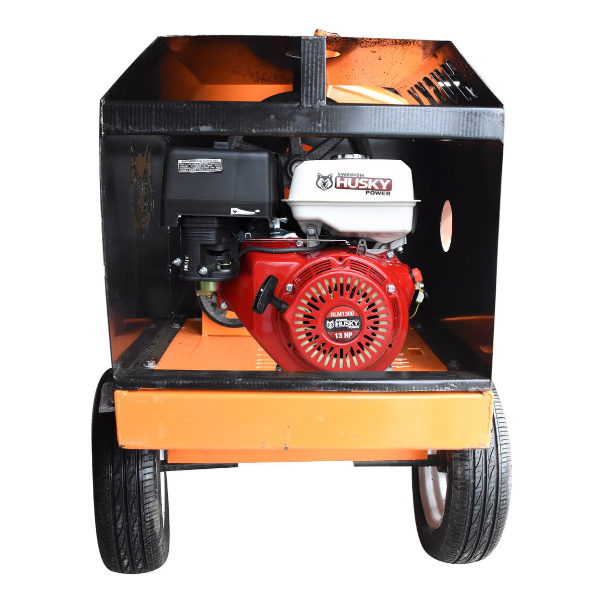 Revolvedora Husky Power HKRB1-HSK13 de 1 saco con motor 13 HP, vista frontal.