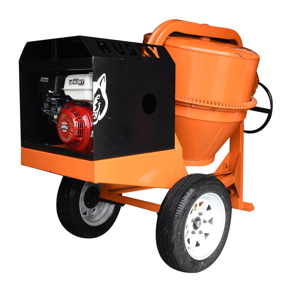 Revolvedora Husky Power HKRB1-HSK16 de 1 saco con motor 16 HP, vista principal.