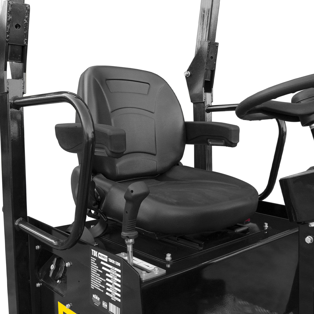 Rodillo vibratorio doble TDK TDKR1200, detalle del asiento.