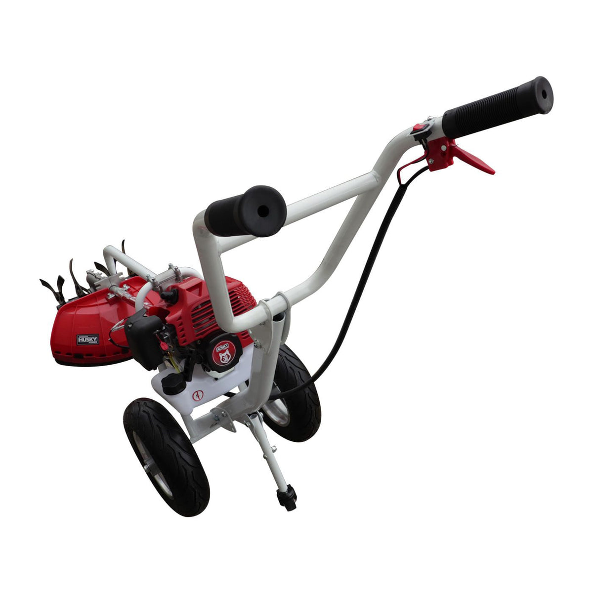 Segadora multifuncional Husky Power HKSM5200 de 52 cc, vista del carrito.