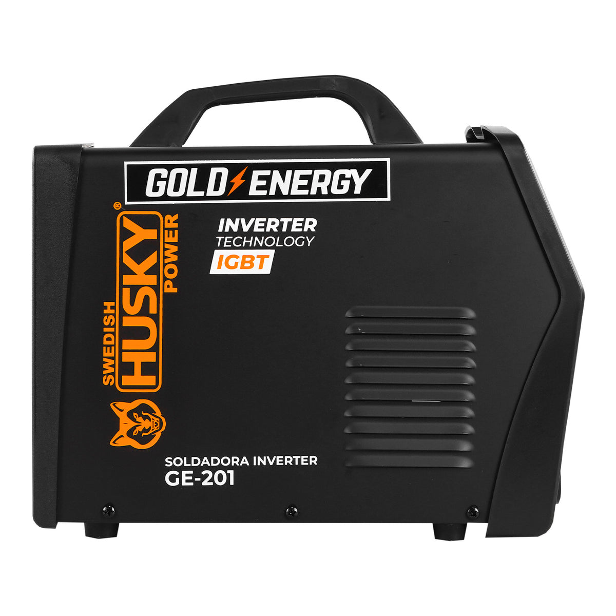 Soldadora inverter Husky Power GE-201 110/220 V, vista lateral.