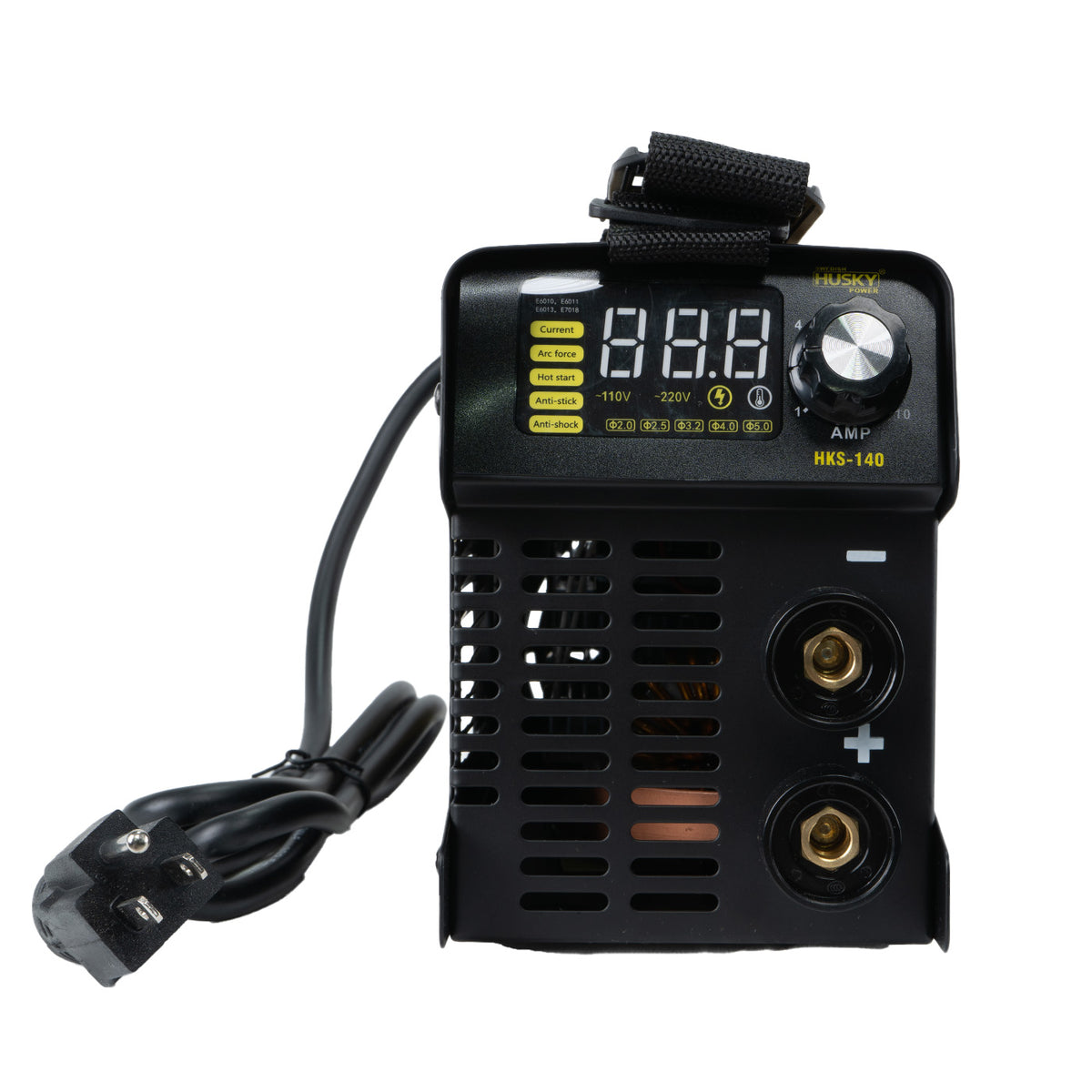 Soldadora inverter Husky Power HKS-140 110/220 V, vista frontal.