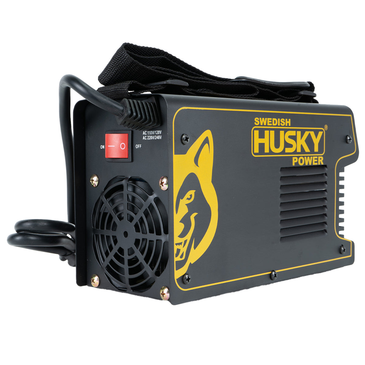 Soldadora inverter Husky Power HKS-140 110/220 V, vista lateral opuesta.
