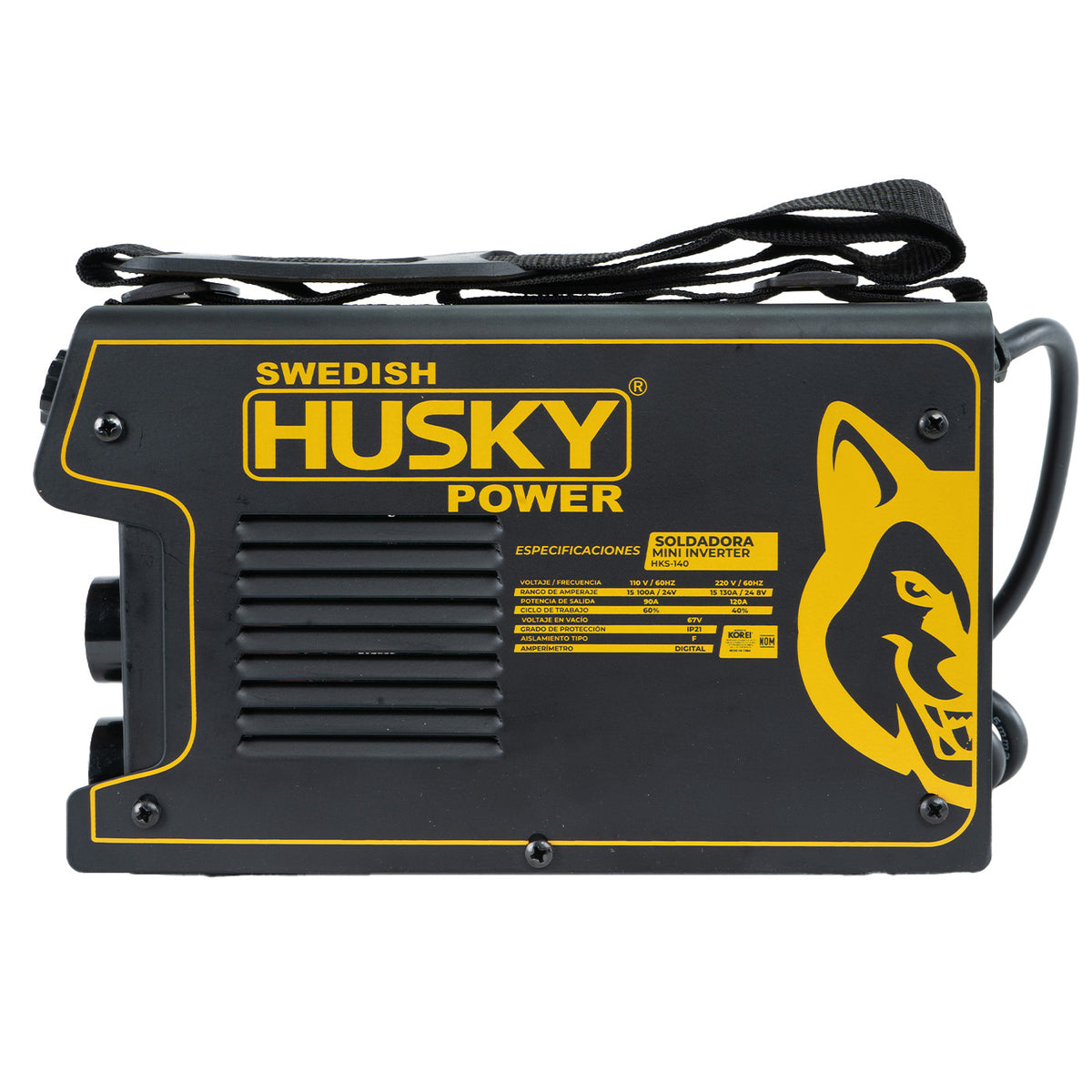 Soldadora inverter Husky Power HKS-140 110/220 V, vista opuesta.