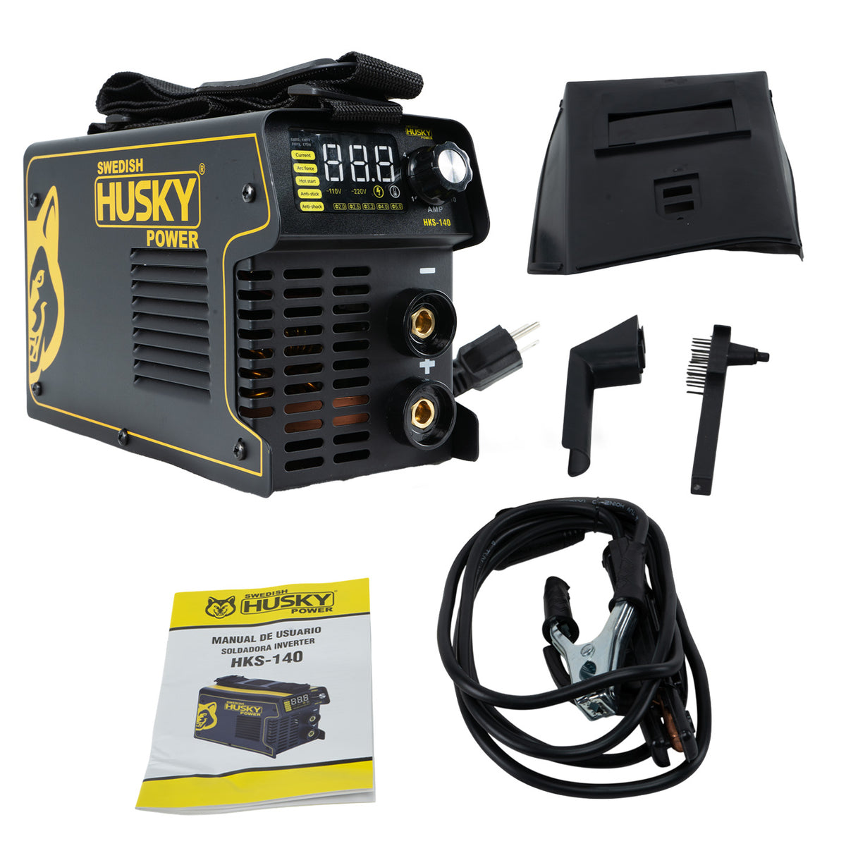 Soldadora inverter Husky Power HKS-140 110/220 V, kit completo.