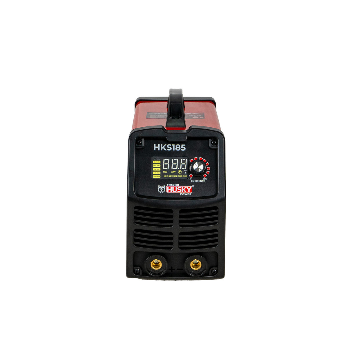 Soldadora inverter Husky Power HKS-185 110/220 V, vista frontal.