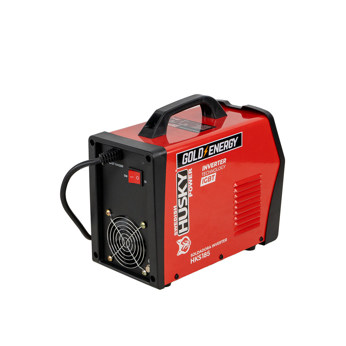 Soldadora inverter Husky Power HKS-185 110/220 V, vista opuesta.