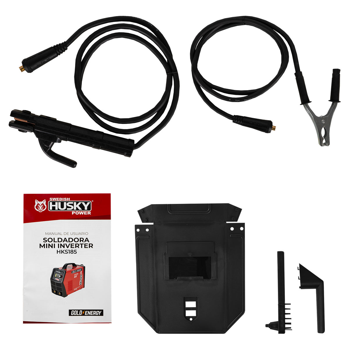 Soldadora inverter Husky Power HKS-185 110/220 V, accesorios incluidos.