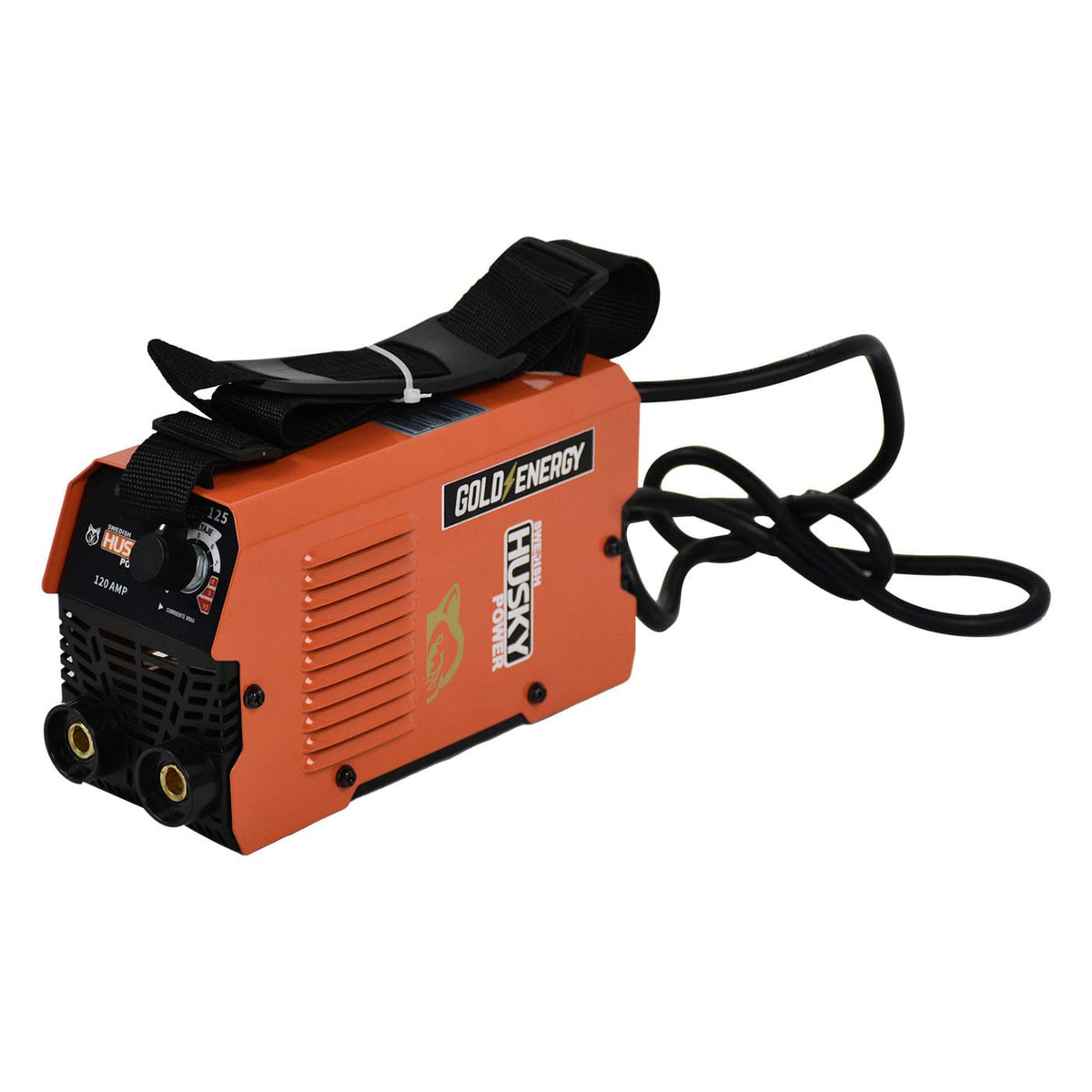 Soldadora Husky Power HKS125 110 V 120 A, vista en tres cuartos.