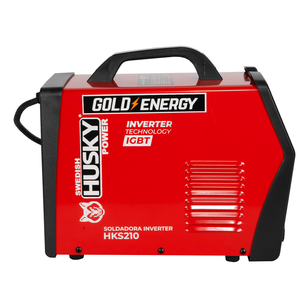 Soldadora inverter Husky Power HKS210 110/220 V, vista lateral.