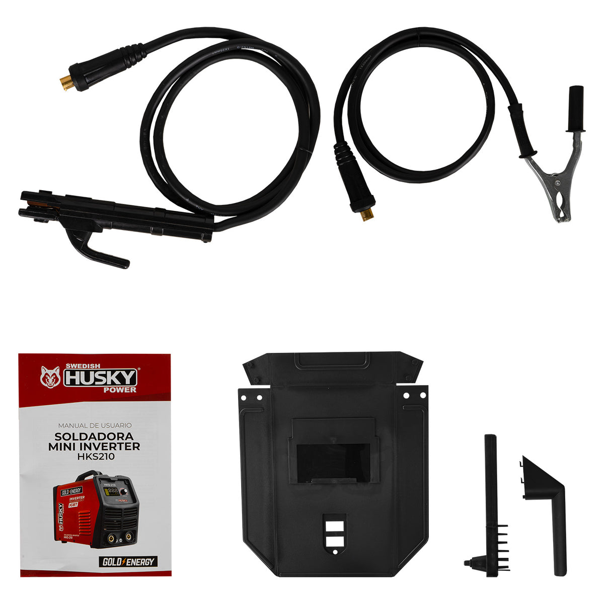 Soldadora inverter Husky Power HKS210 110/220 V, accesorios incluidos.