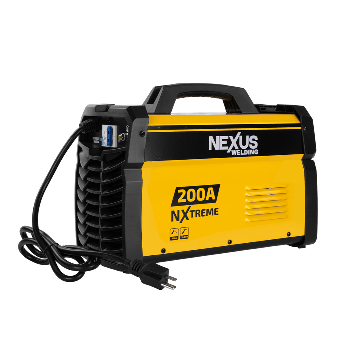 Soldadora inverter Nexus NX210PRO, vista lateral con cable.