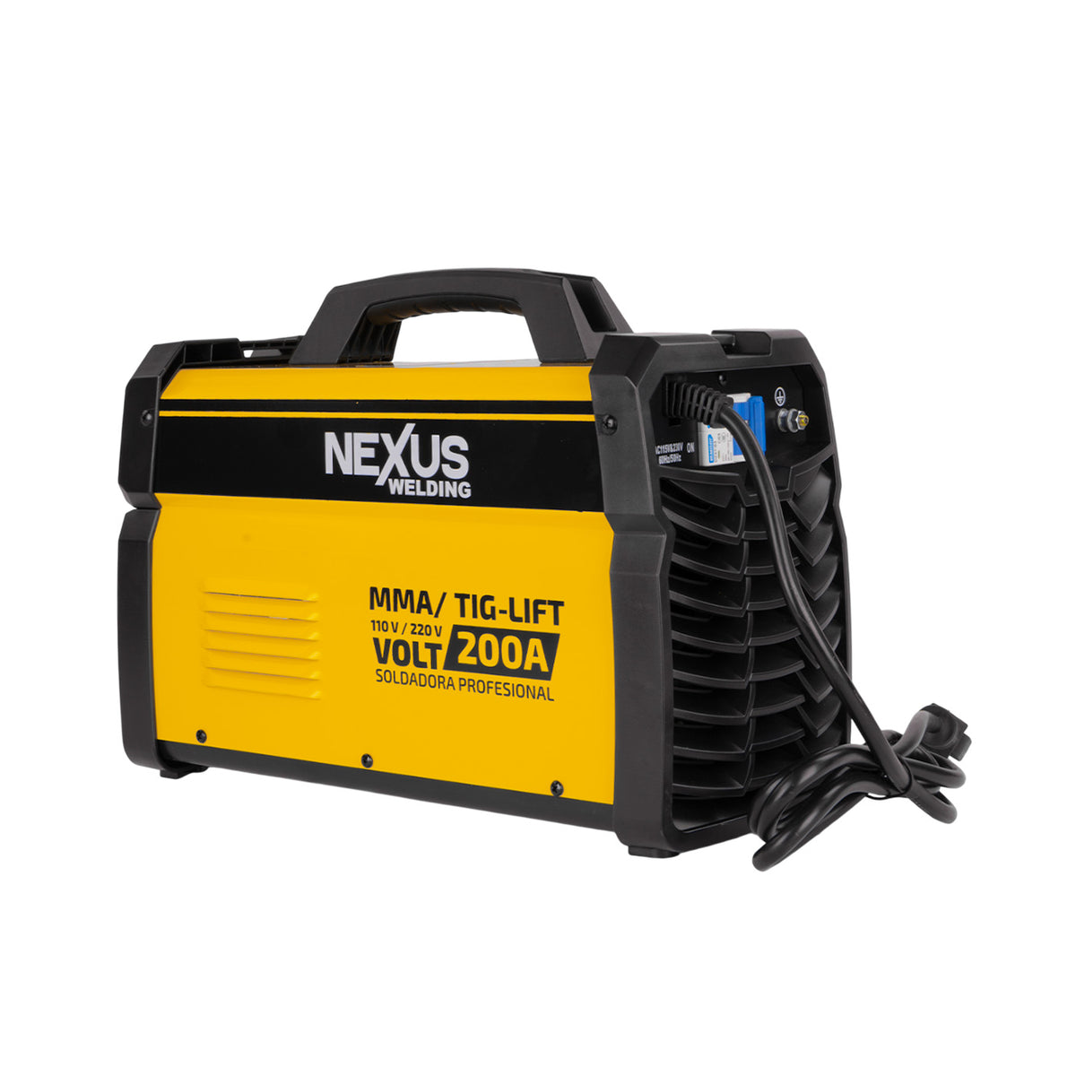 Soldadora inverter Nexus NX210PRO, vista posterior con cable.