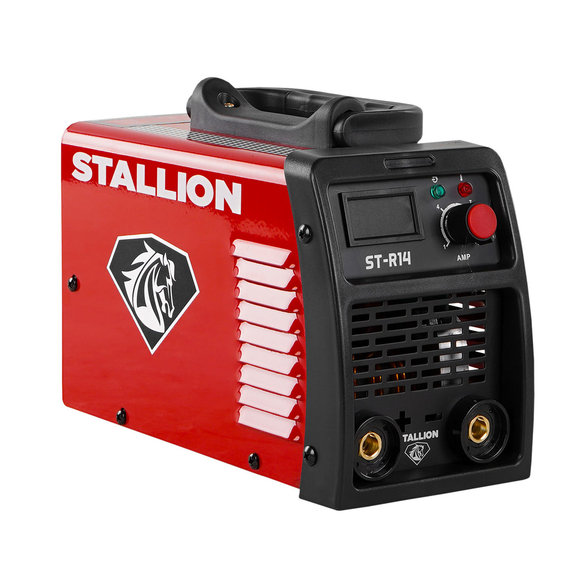 Soldadora inverter Stallion ST-R14, vista tres cuartos.
