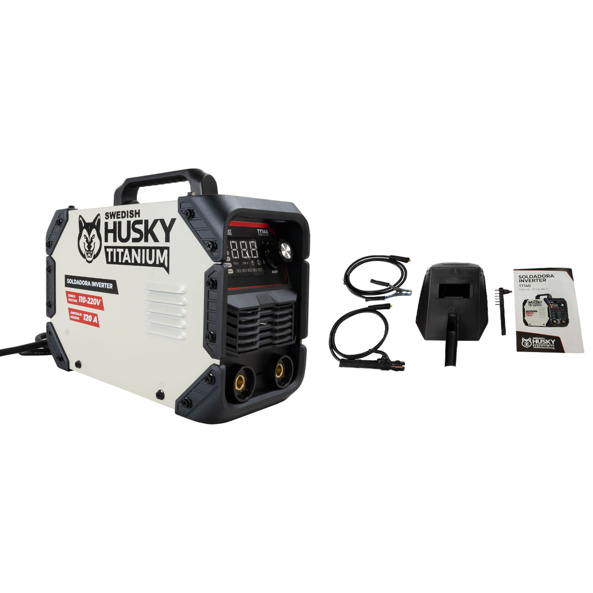 Soldadora inverter Swedish Husky Power TT140, kit completo.