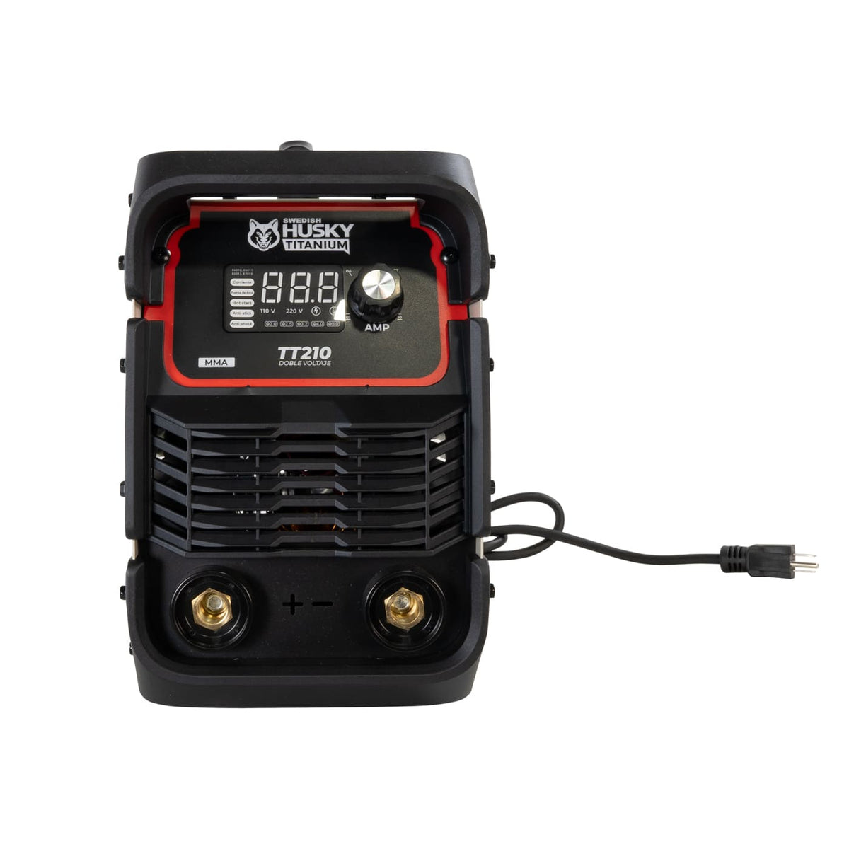 Soldadora inverter Swedish Husky Power TT210, vista frontal.