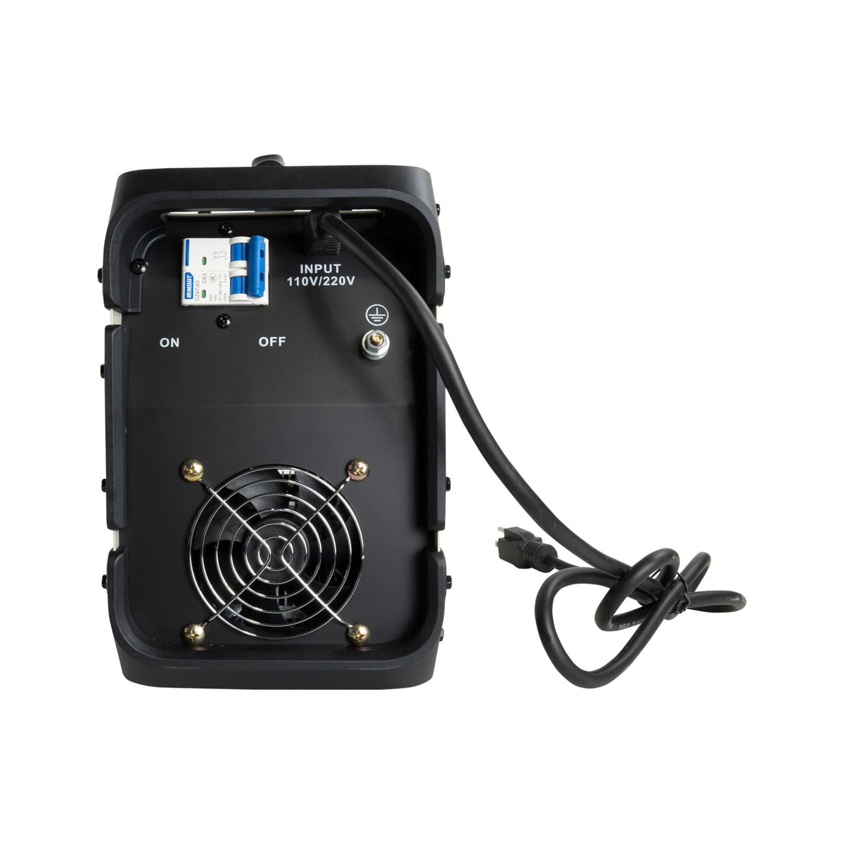 Soldadora inverter Swedish Husky Power TT210, vista posterior.
