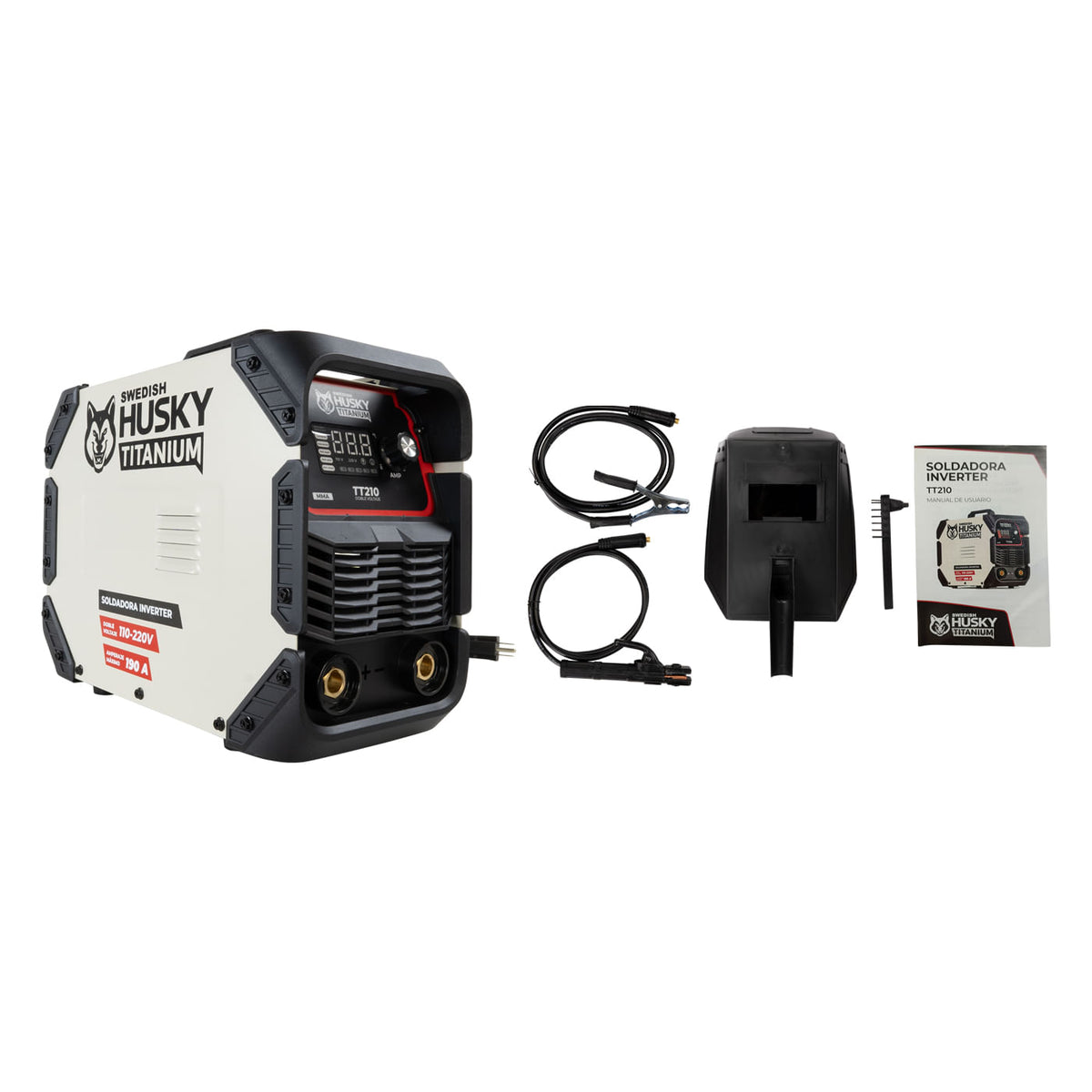 Soldadora inverter Swedish Husky Power TT210, kit completo.