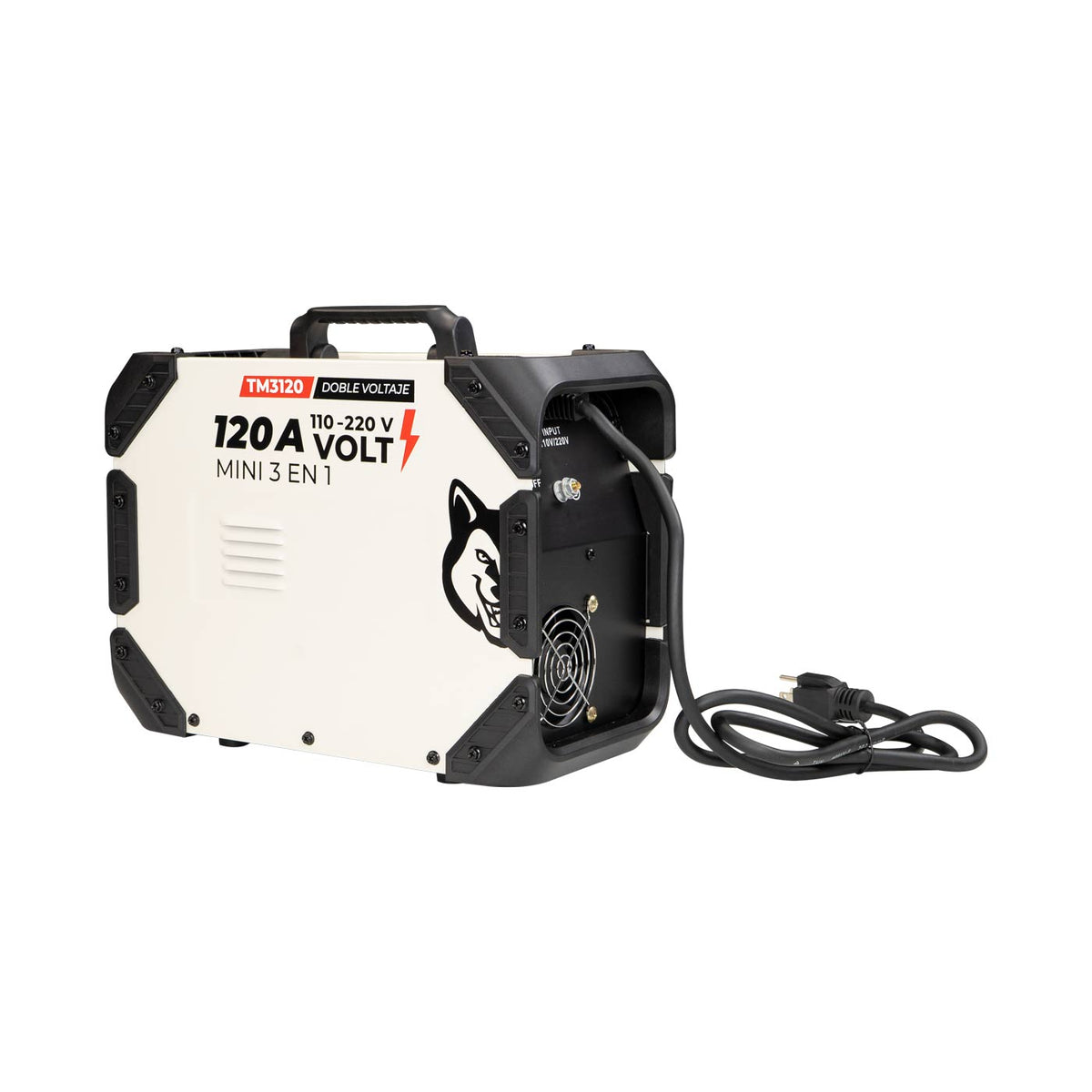 Soldadora multiproceso Swedish Husky Power TM3120, vista posterior lateral.