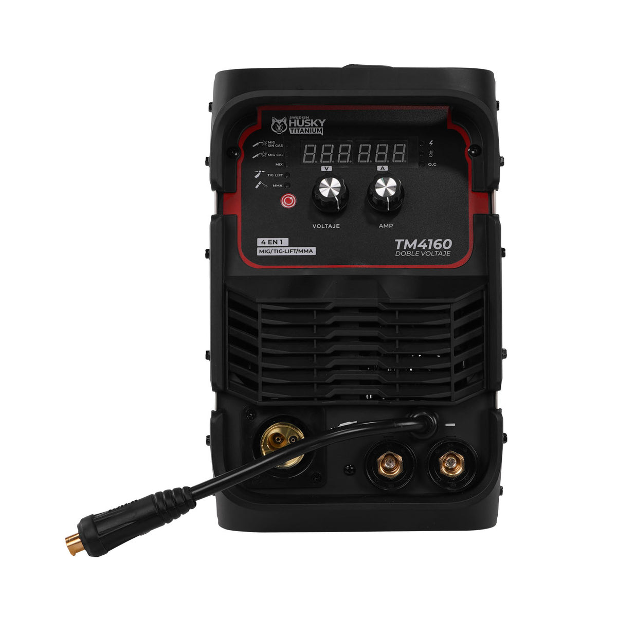 Soldadora multiproceso Swedish Husky Power TM4160, vista frontal.