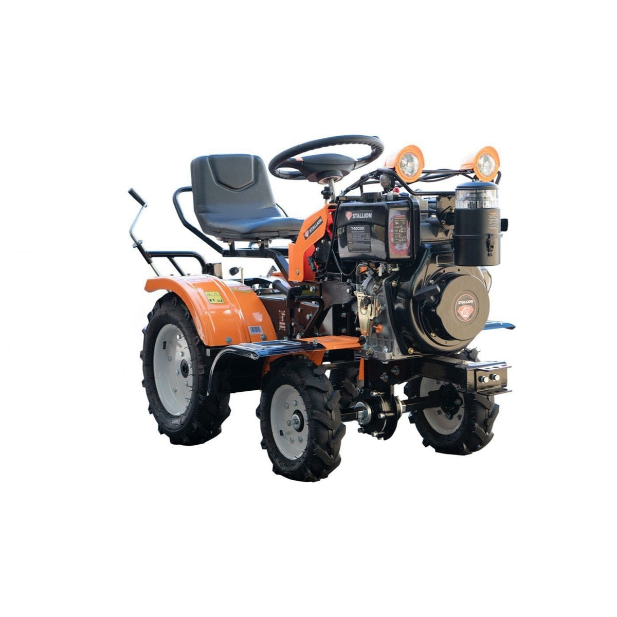 Tractor agrícola Stallion T-ROC001, vista tres cuartos frontal.
