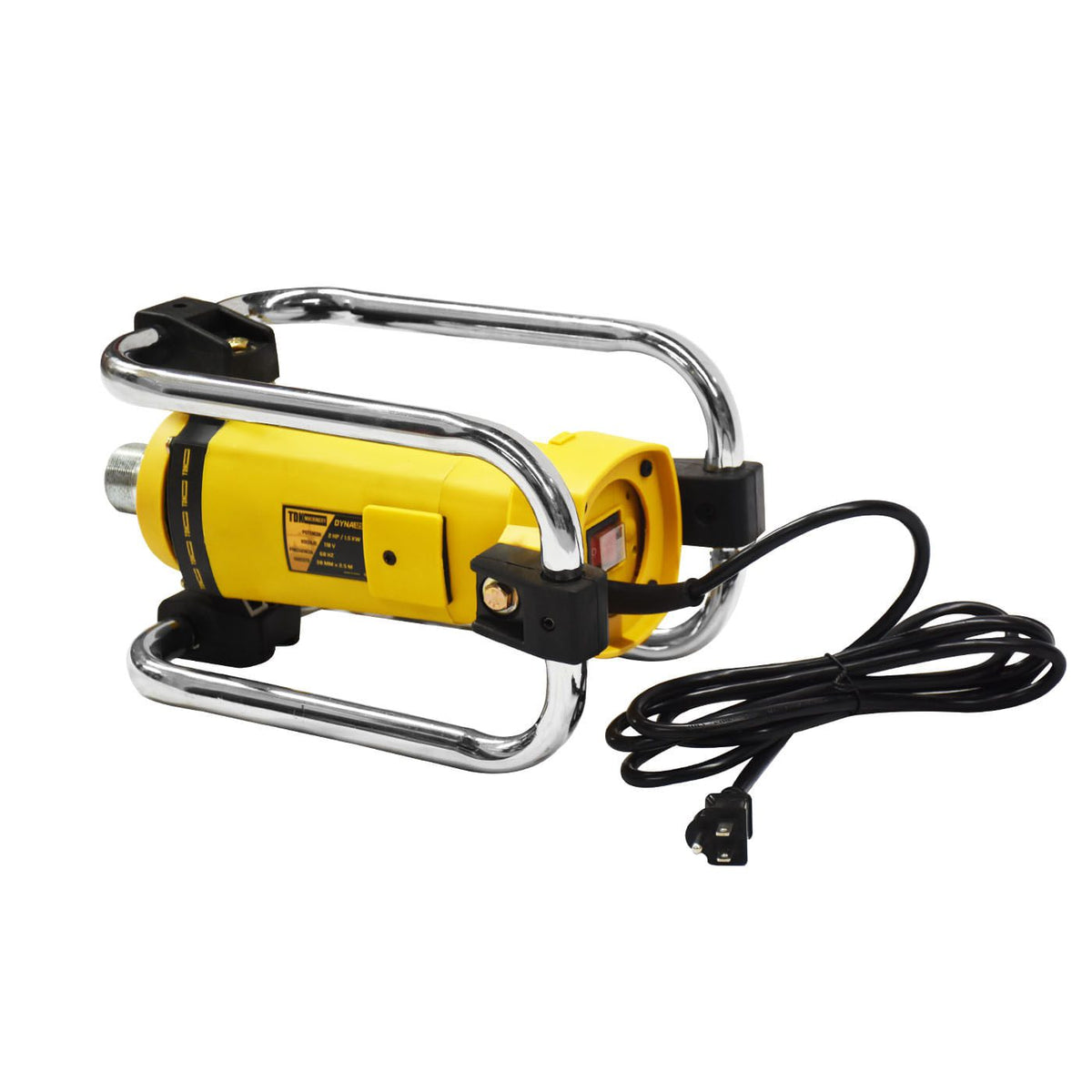 Vibrador eléctrico para concreto TDK DYNA125 2 HP con chicote de 2.5 m, vista lateral.